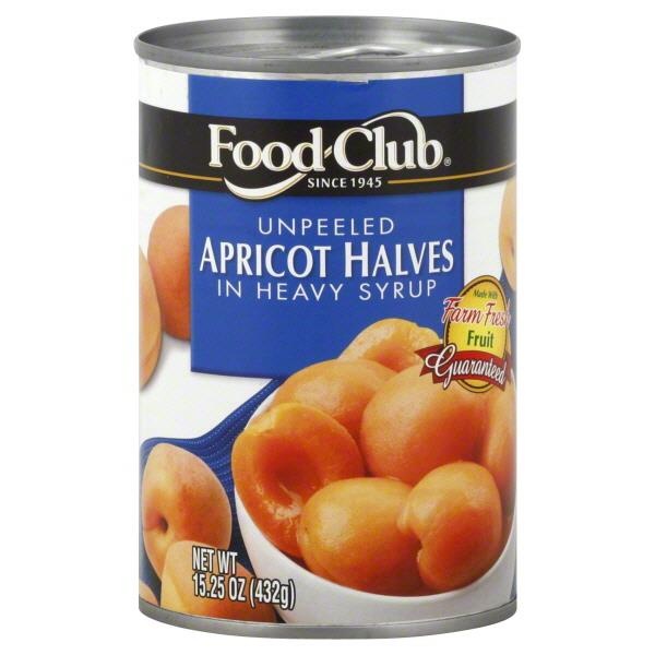 slide 1 of 1, Food Club Unpeeled Apricot Halves In Heavy Syrup, 15.25 oz