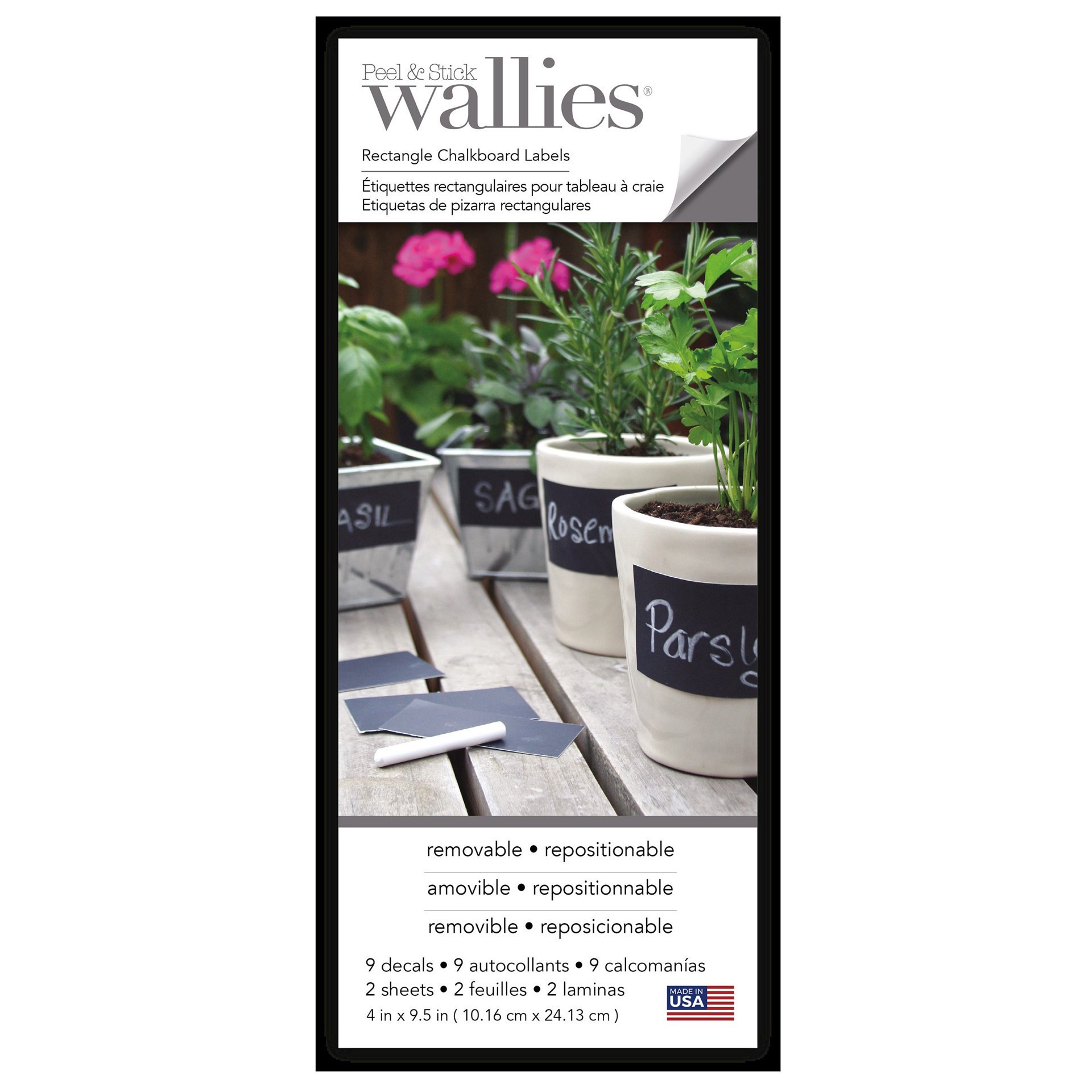 slide 1 of 1, C.R. Gibson Wallies Peel & Stick Rectangle Chalkboard Labels, 9 ct