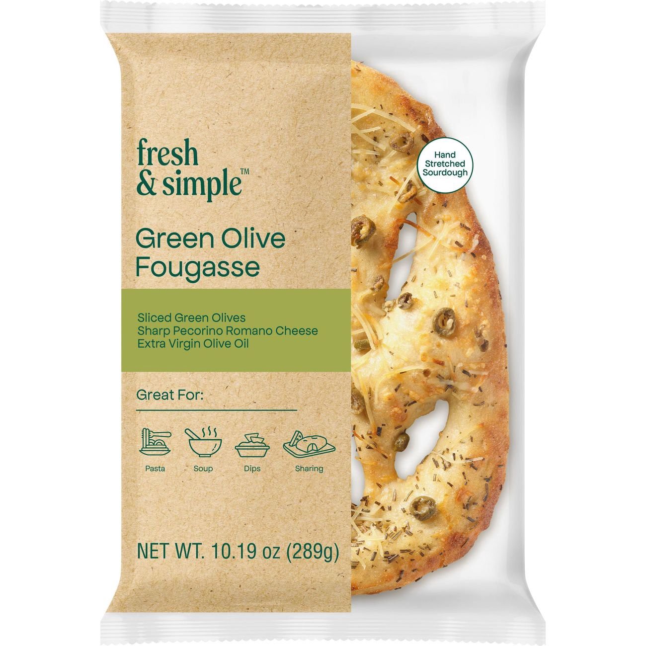 slide 1 of 1, Fresh & Simple Green Olive Fougasse, 10.19 oz