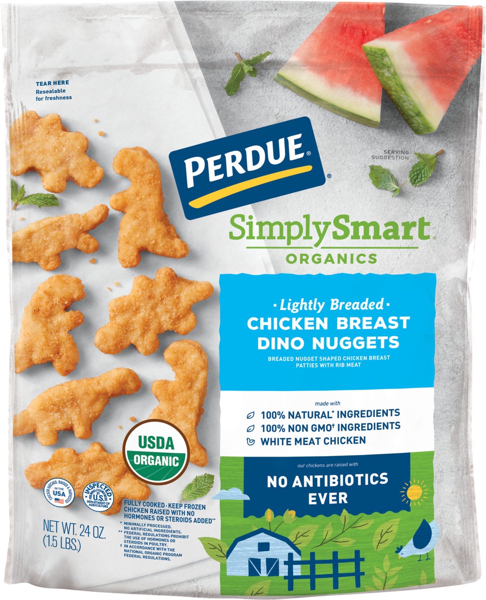 slide 2 of 3, PERDUE SIMPLY SMART ORGANICS Lightly Breaded Chicken Dino Nuggets, 24 oz, 24 oz