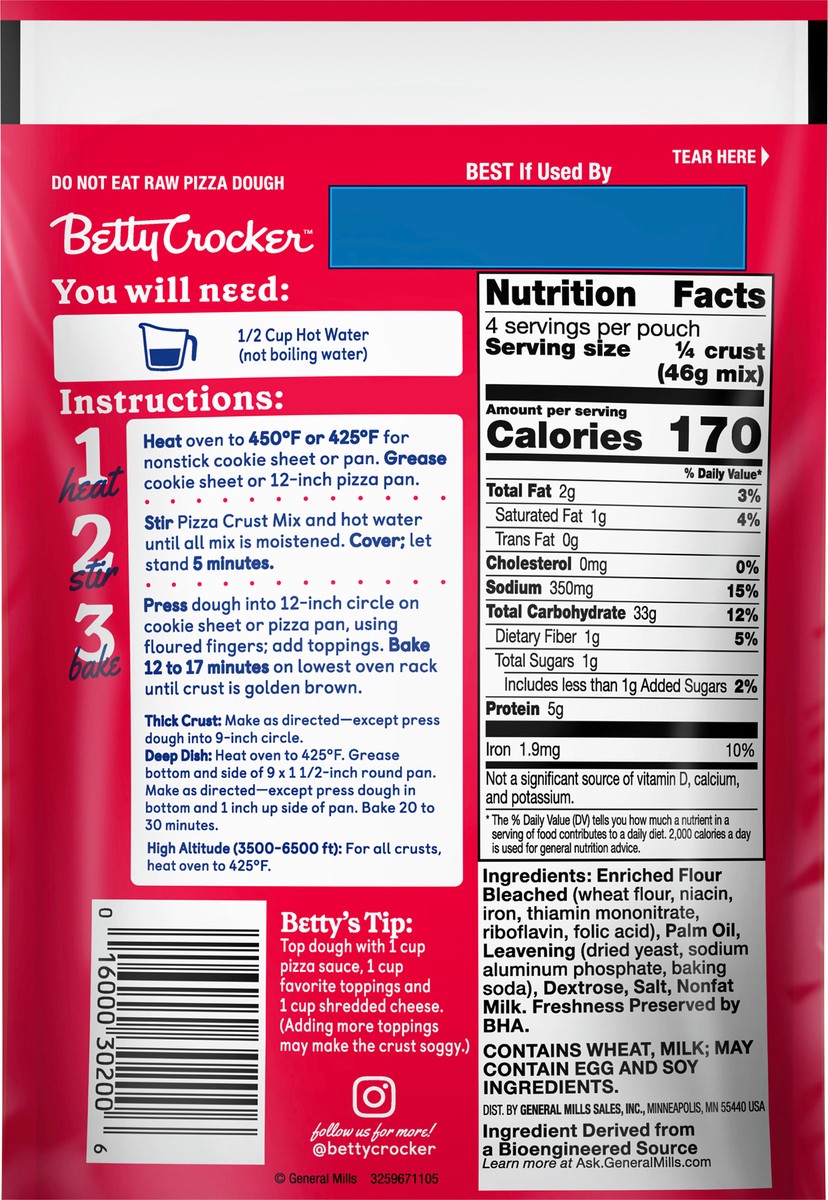 slide 10 of 13, Betty Crocker Pizza Crust Mix, Makes One 12-inch Crust, 6.5 oz., 6.5 oz