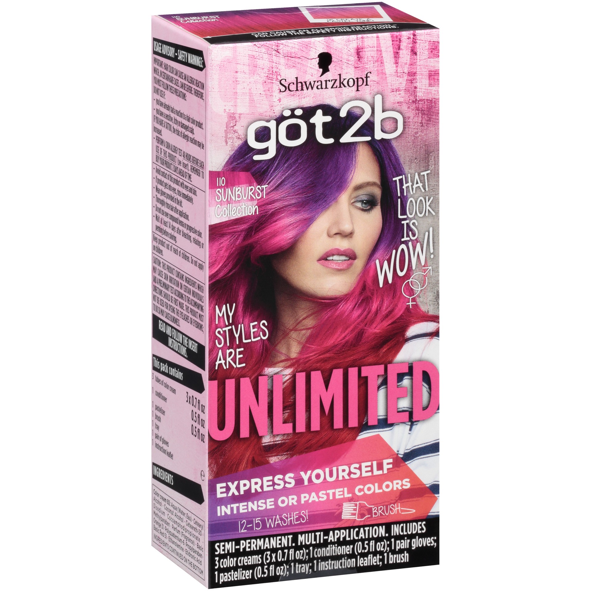 slide 2 of 4, göt2b Schwarzkopf Got2b Unlimited Semi-Permanent Hair Color, 110 Sunburst Collection, 3.10 fl oz