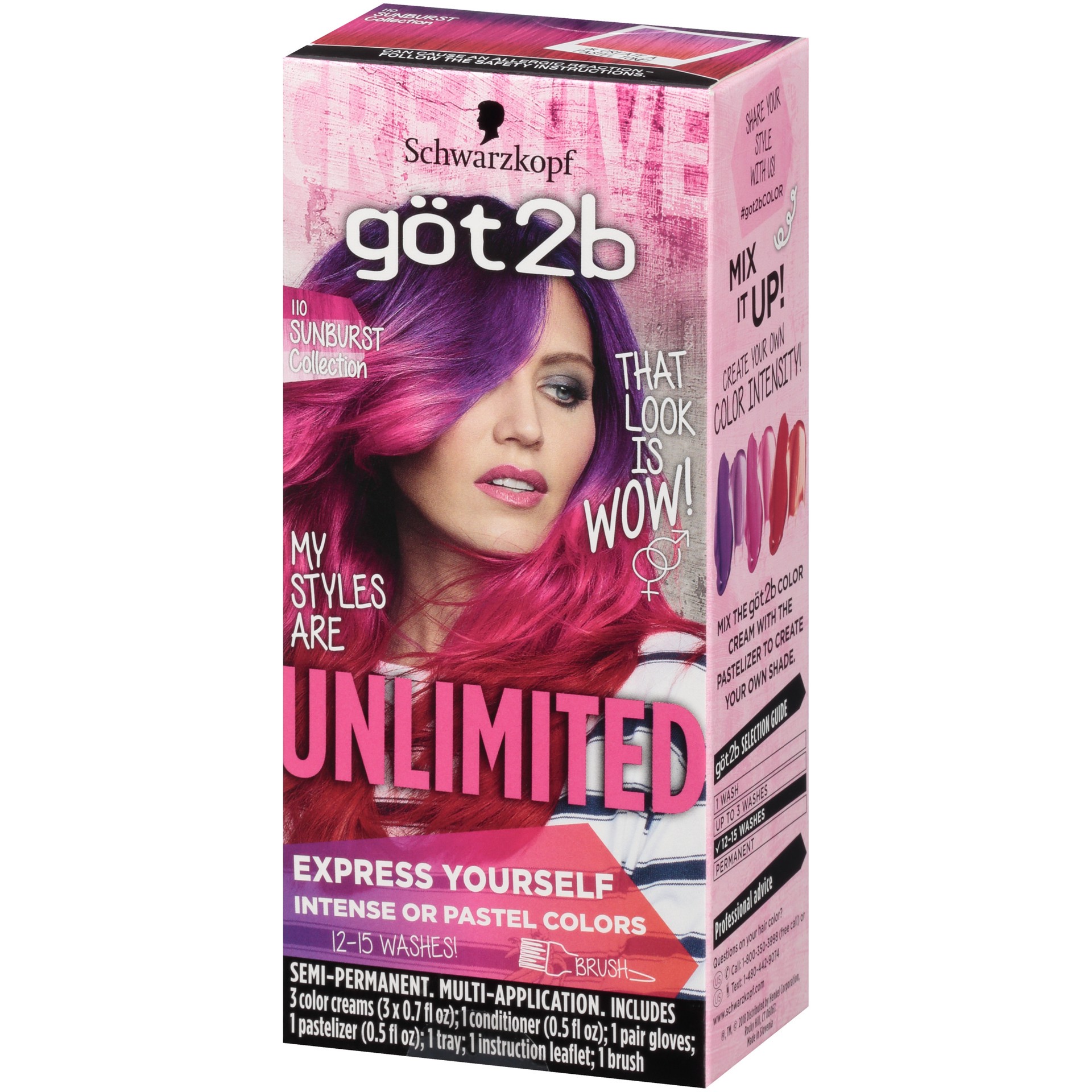 slide 3 of 4, göt2b Schwarzkopf Got2b Unlimited Semi-Permanent Hair Color, 110 Sunburst Collection, 3.10 fl oz