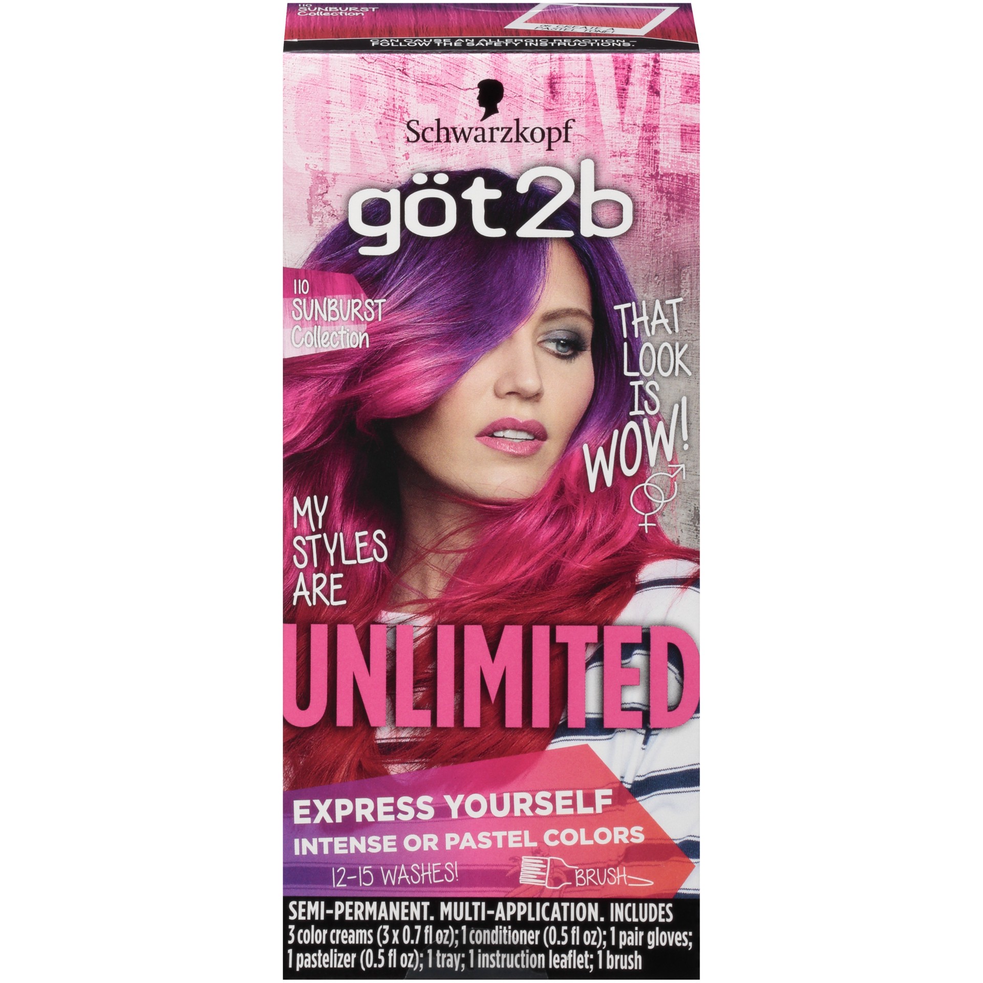 slide 4 of 4, göt2b Schwarzkopf Got2b Unlimited Semi-Permanent Hair Color, 110 Sunburst Collection, 3.10 fl oz