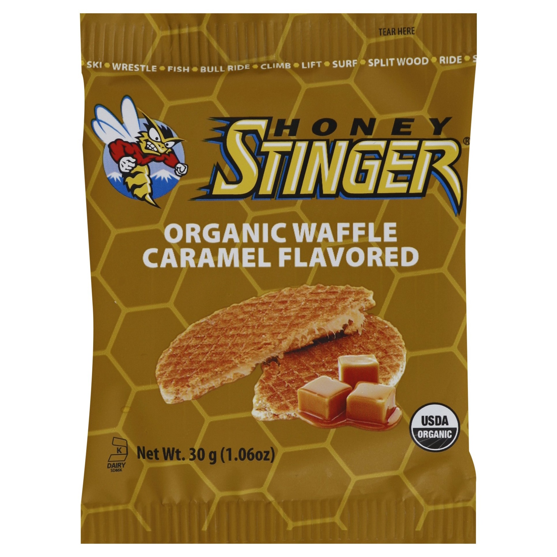 slide 1 of 1, Honey Stinger Caramel Waffles, 1 oz