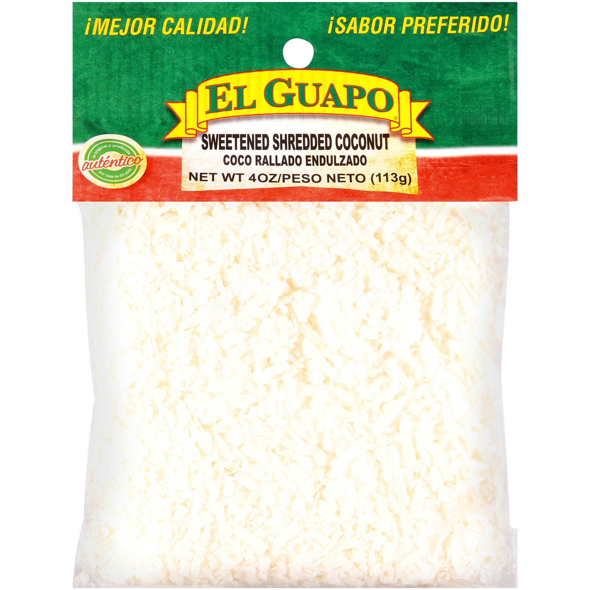 slide 1 of 5, El Guapo Sweetened Shredded Coconut (Coco Rallado Endulzado), 4 oz, 4 oz