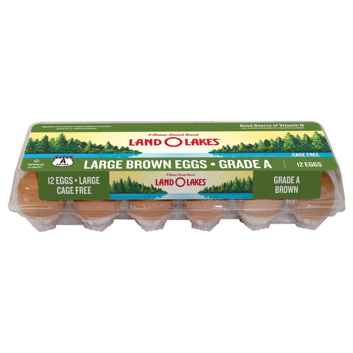 slide 1 of 9, Land O'Lakes Large Brown Cage Free Eggs, 12 Count, 12 ct