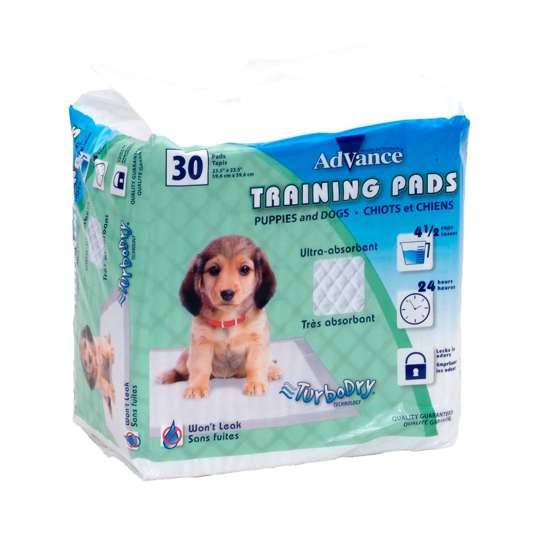 slide 1 of 1, Advance Dog Training Pads with Turbo Dry Technology, No Color, 30 Pack - 23.5" x 23.5", 30 ct