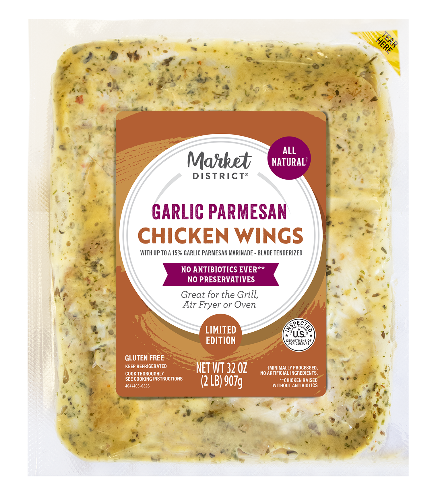 slide 1 of 1, Garlic Parm Chicken Wings, 32 oz