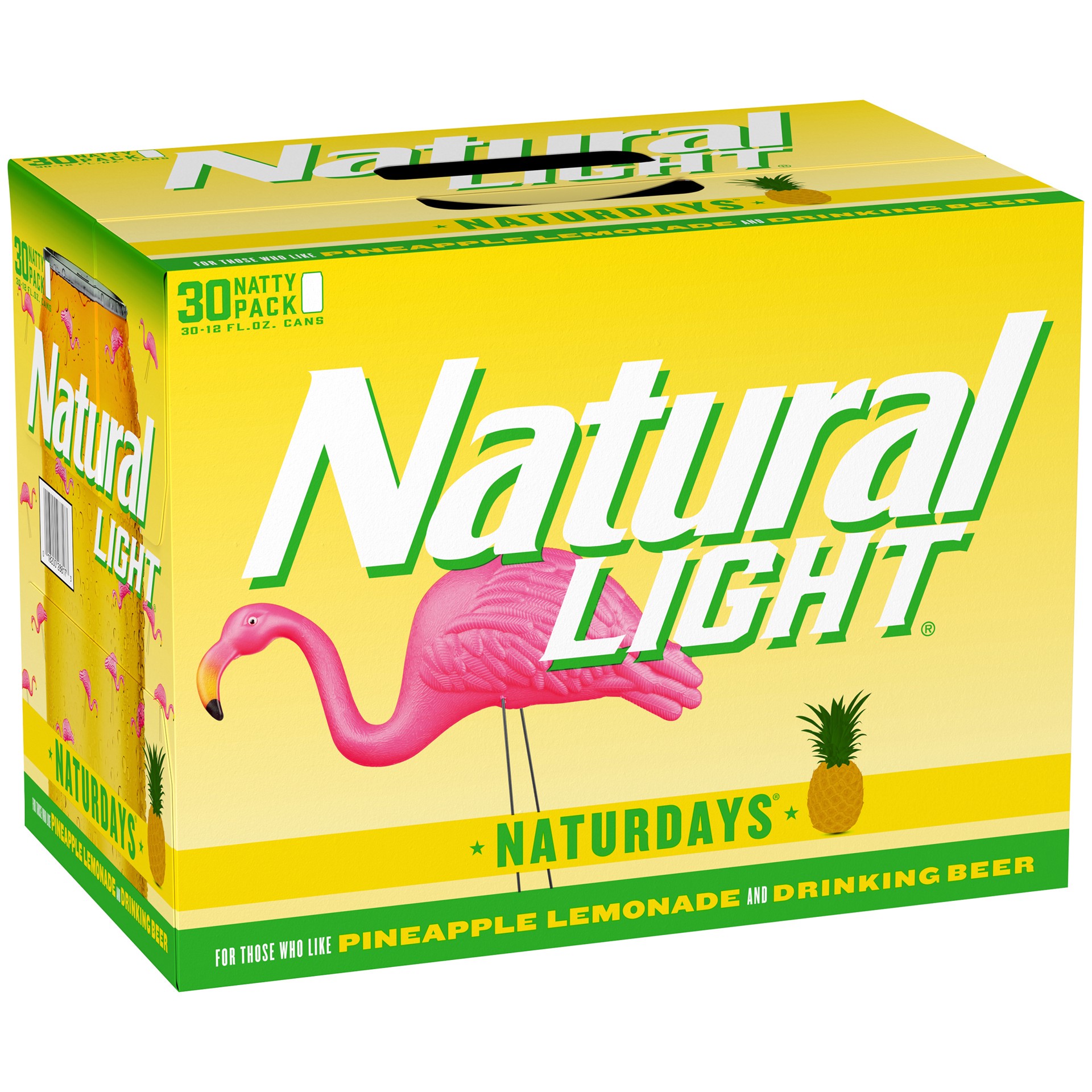 slide 1 of 8, Natural Light Naturdays Pineapple Lemonade Beer, 30 Pack 12 fl. oz. Cans, 4.2% ABV, 30 ct; 12 oz