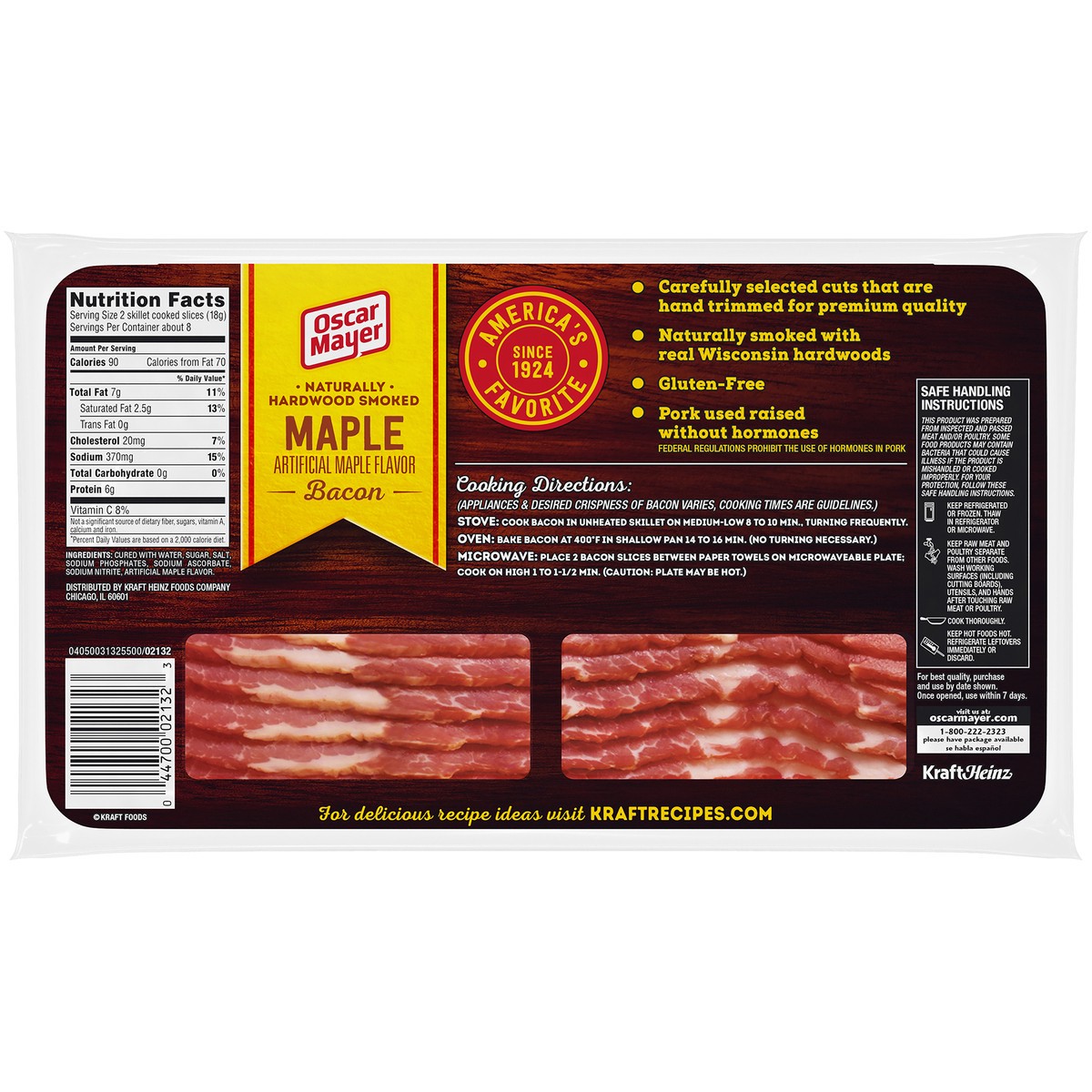 slide 3 of 8, Oscar Mayer Naturally Hardwood Smoked Maple Bacon, 16 oz Pack, 15-17 slices, 16 oz