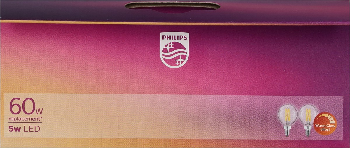 slide 3 of 9, Philips 5-Watt (60-Watt) Globe G16.5 Led Light Bulbs, 2 ct
