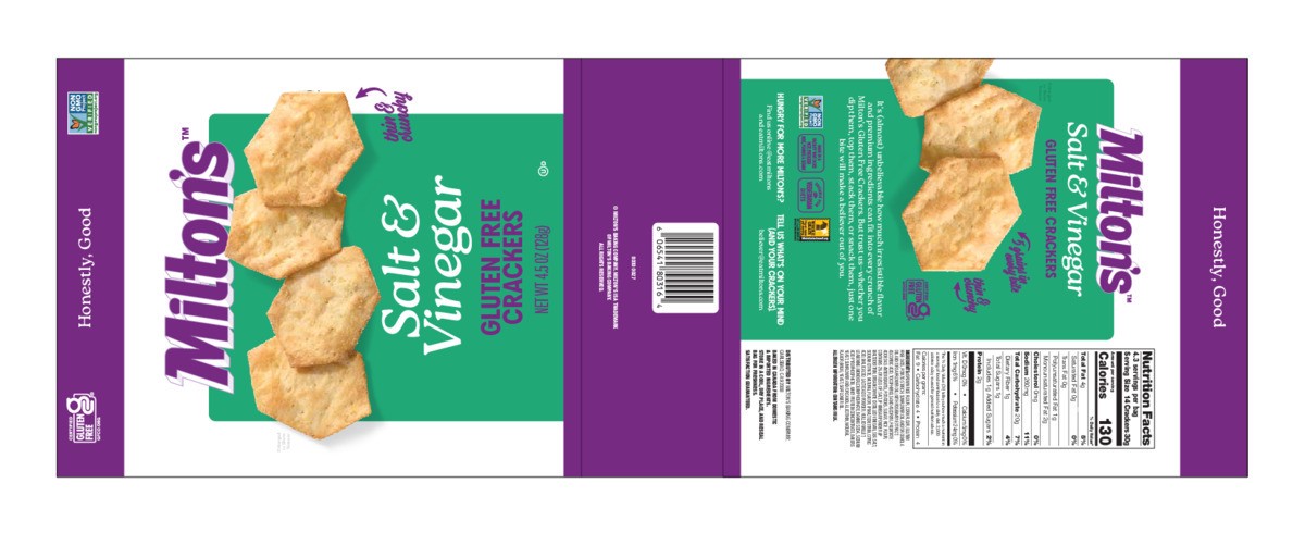 slide 9 of 9, Miltons Crackers Gf Salt Vinegar, 4.5 oz