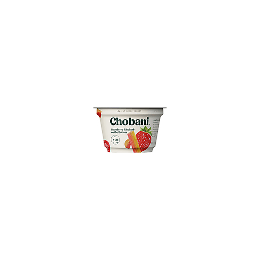 slide 4 of 4, Chobani Low Fat Greek Yogurt With Strawberry Rhubarb On The Bottom, 5.3 oz