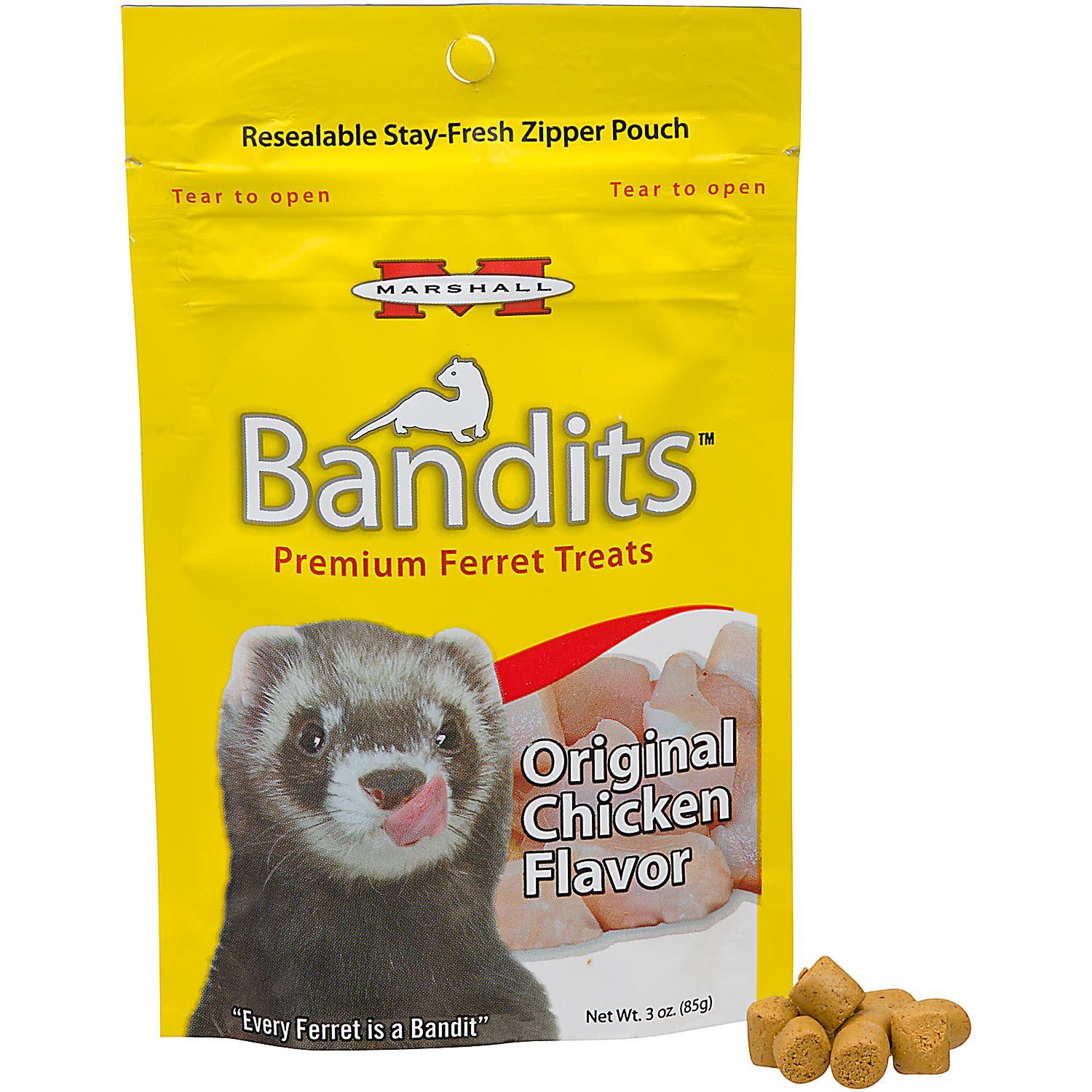 slide 1 of 1, Marshall Pet Products Bandits Premium Chicken Ferret Treats, 3 oz