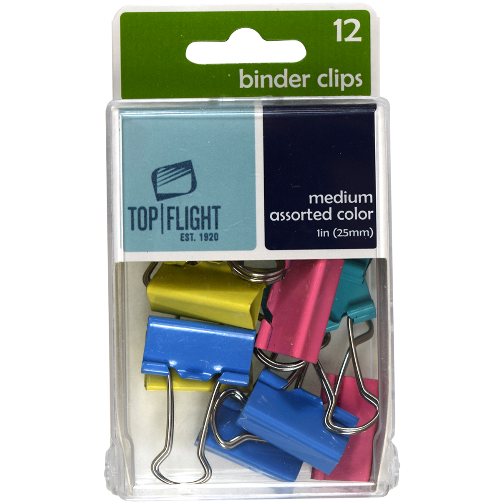 slide 2 of 2, Top Flight Medium Binder Clips - Assorted, 12 ct