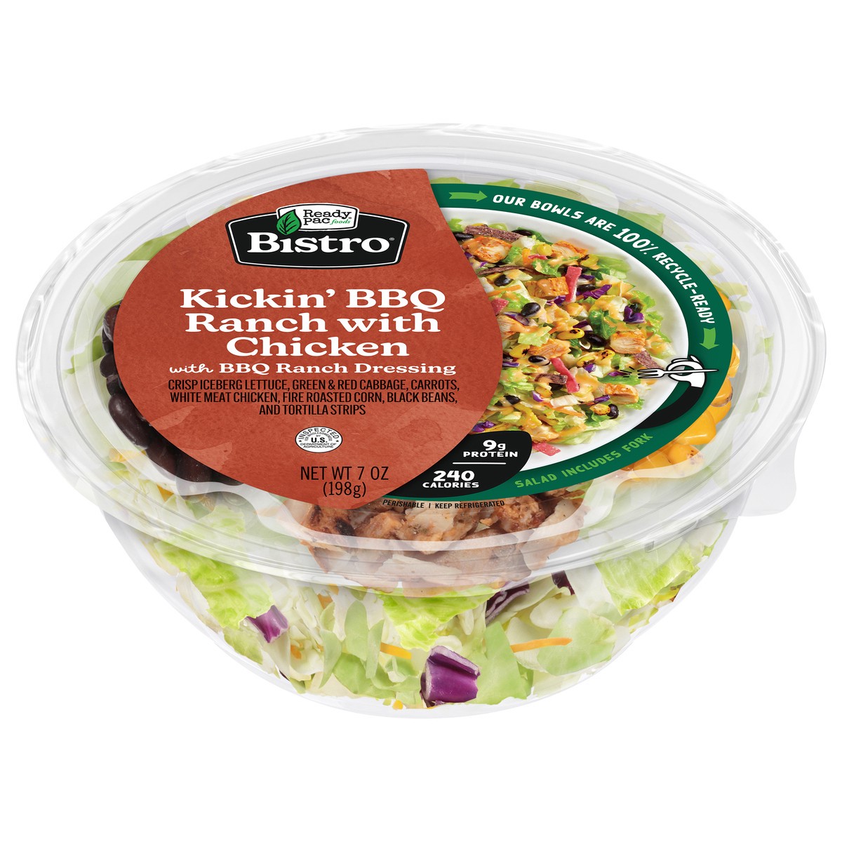 slide 1 of 9, Ready Pac Foods Bistro Kickin' BBQ Ranch with Chicken Salad 7 oz, 7 oz
