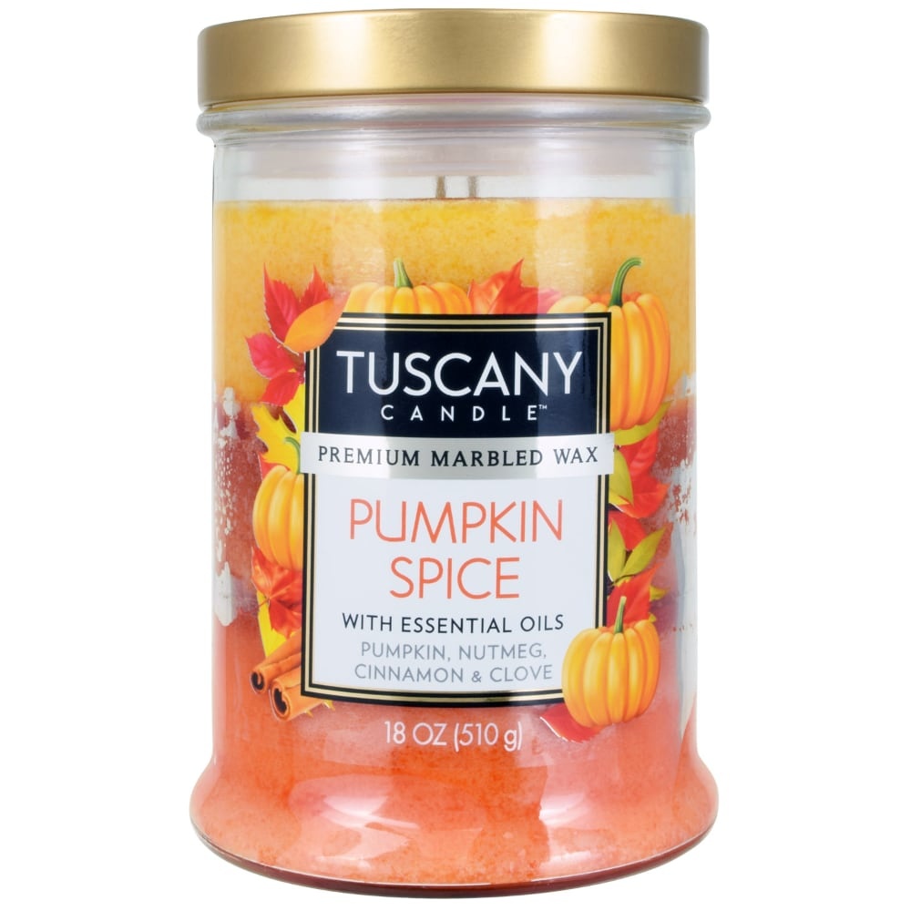 slide 1 of 1, Tuscany Candle Pumpkin Spice Scented Jar Candle with Essential Oils, 18 oz