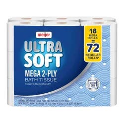 Meijer Ultra Soft Bath Tissue, 18 Mega Rolls