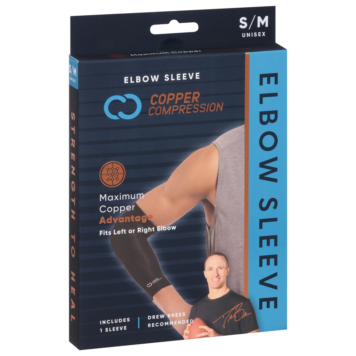 slide 4 of 9, Copper Compression S/M Unisex Elbow Sleeve 1 ea, 1 ct