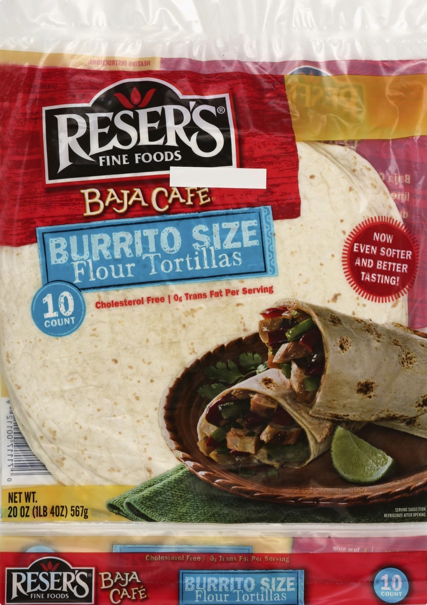 slide 4 of 5, Reser's Baja Cafe Burrito Size 10 Ct Flour Tortillas 20 Oz., 10 ct