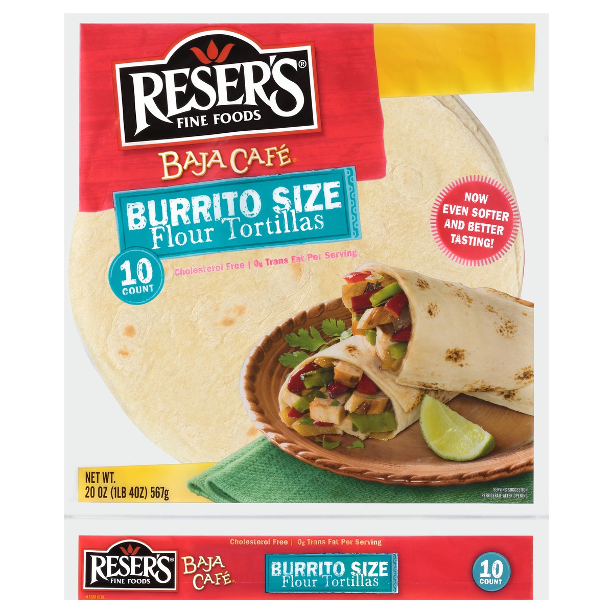 slide 1 of 5, Reser's Baja Cafe Burrito Size 10 Ct Flour Tortillas 20 Oz., 10 ct