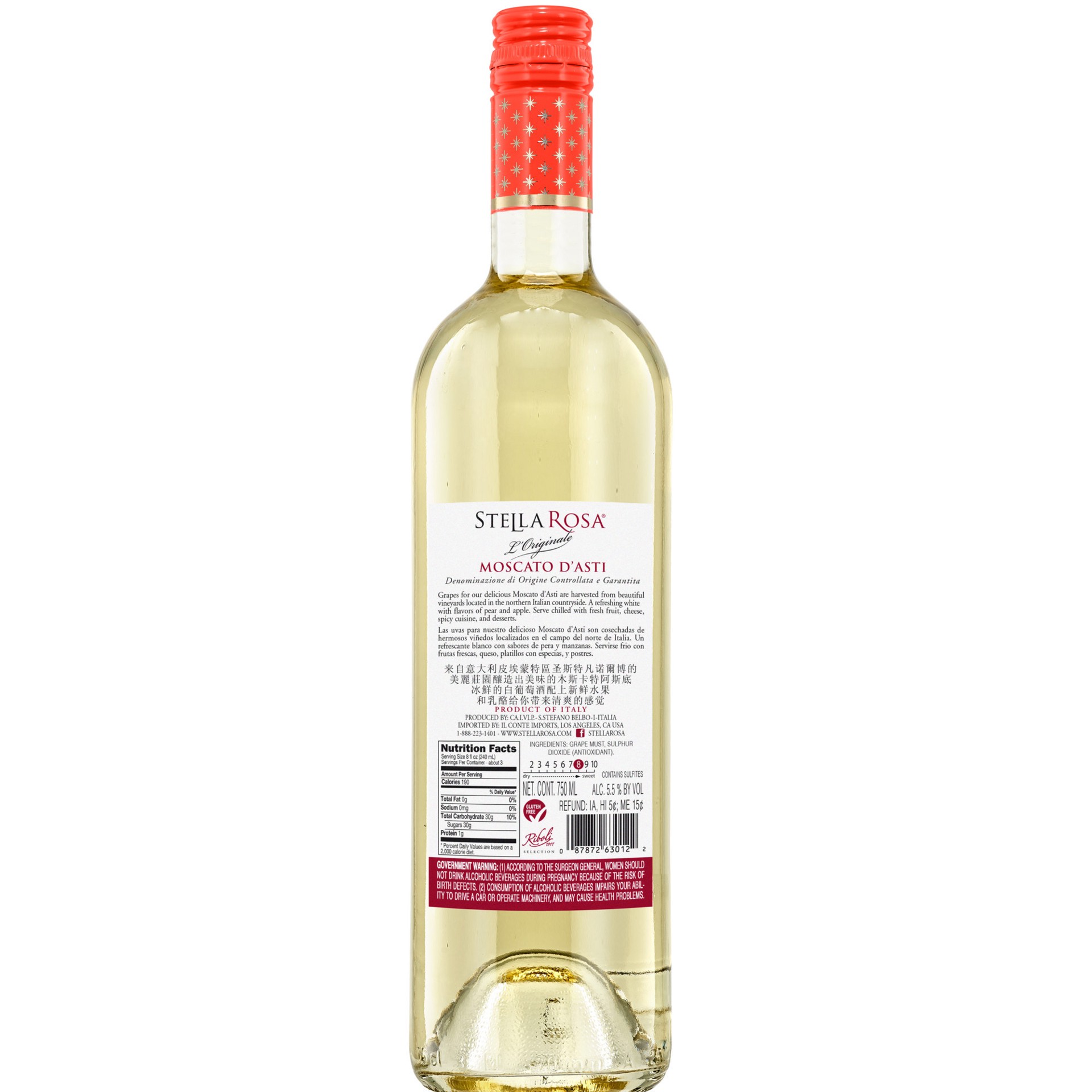 slide 3 of 9, Stella Rosa Moscato D'Asti Semi-Sweet White Wine 750mL, 25.4 fl oz