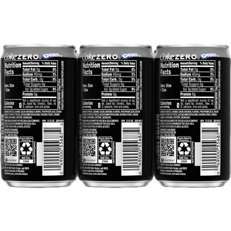 slide 9 of 9, Coca-Cola Zero Sugar OREO Limited Edition Creations 7.5 oz 6 Pack Mini Cans, 6 ct; 7.5 fl oz