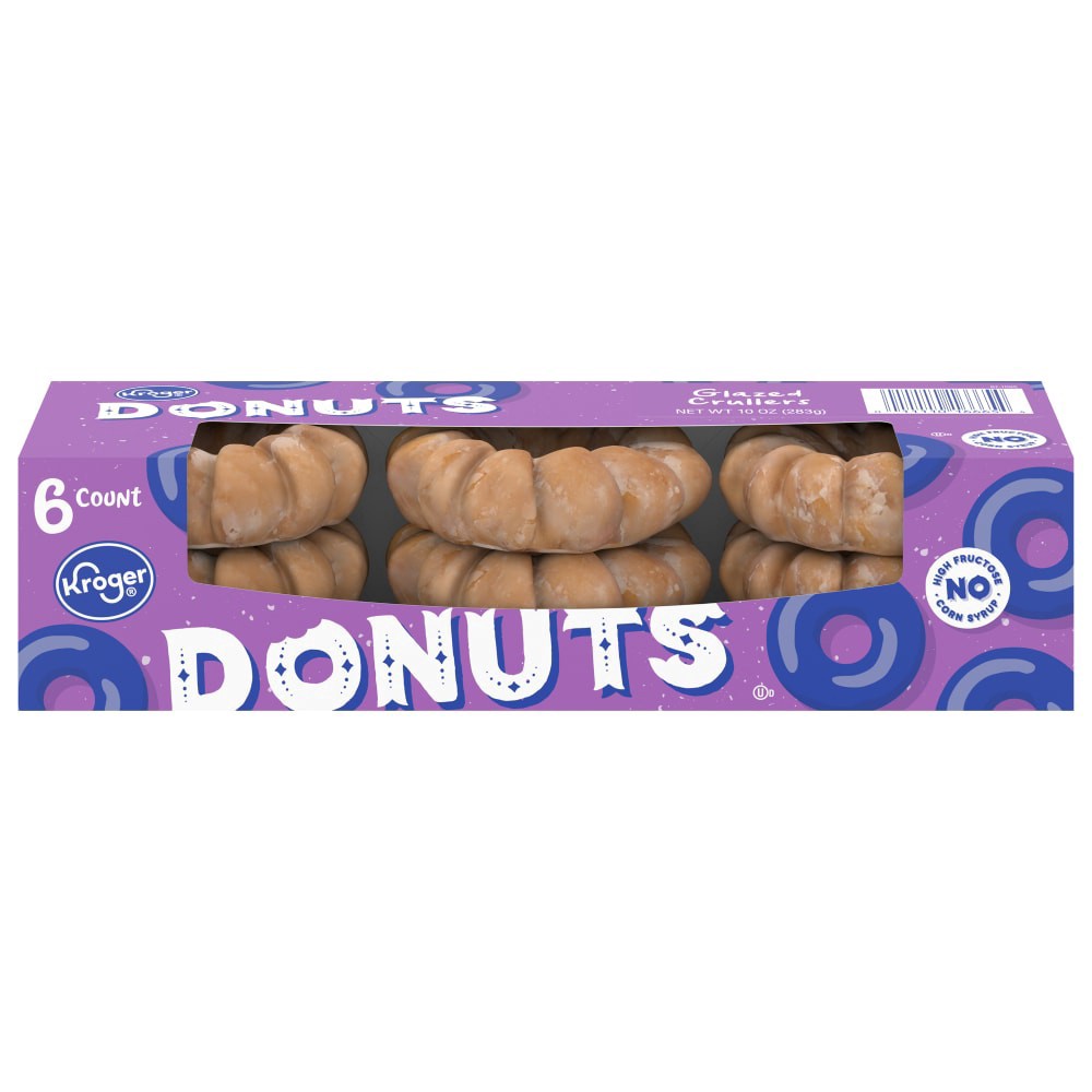 slide 2 of 3, Kroger Glazed Crullers Donuts, 6 count/1.66 oz
