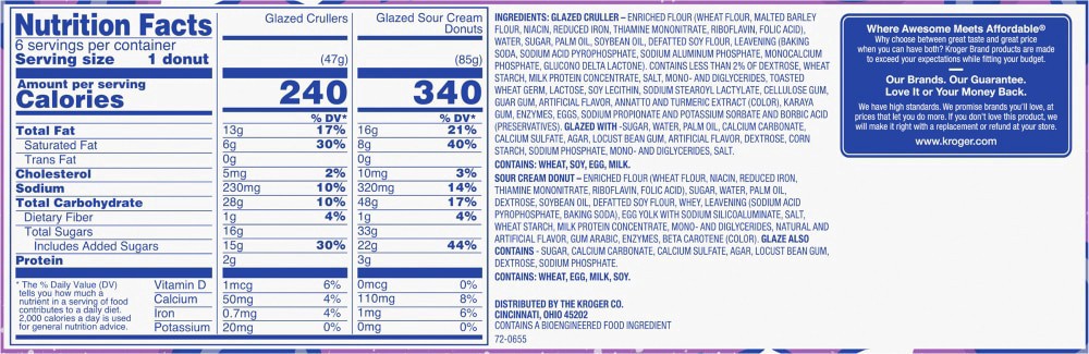 slide 3 of 3, Kroger Glazed Crullers Donuts, 6 count/1.66 oz