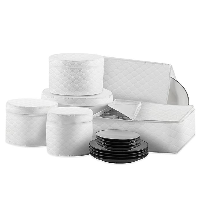 slide 1 of 1, SALT Quilted Dinnerware and Serveware China Storage Protector Set - White, 6 ct