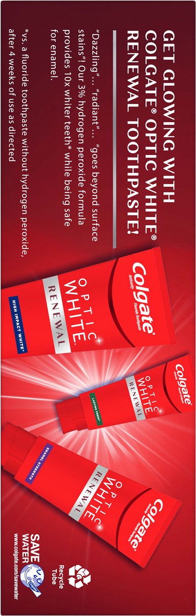 slide 3 of 7, Colgate Optic White Renewal Lasting Fresh Anticavity Fluoride Toothpaste 3.0 oz, 3 oz