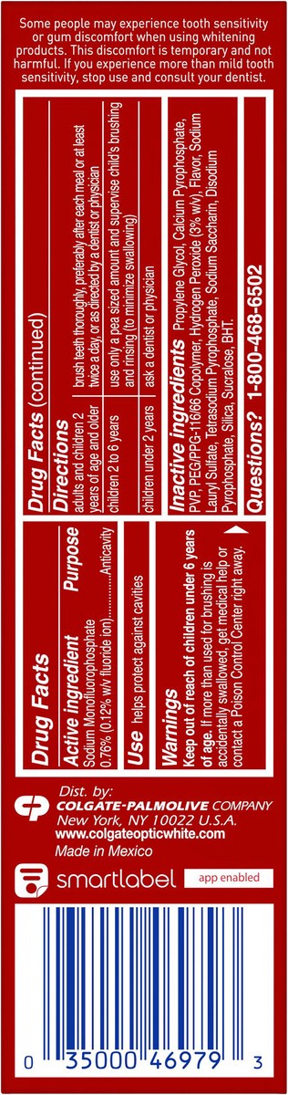 slide 5 of 7, Colgate Optic White Renewal Lasting Fresh Anticavity Fluoride Toothpaste 3.0 oz, 3 oz