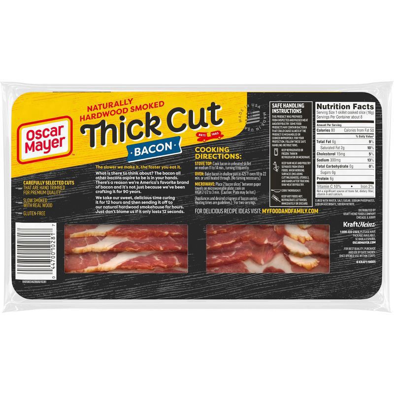 slide 5 of 9, Oscar Mayer Thick Cut Bacon - 12oz, 12 oz