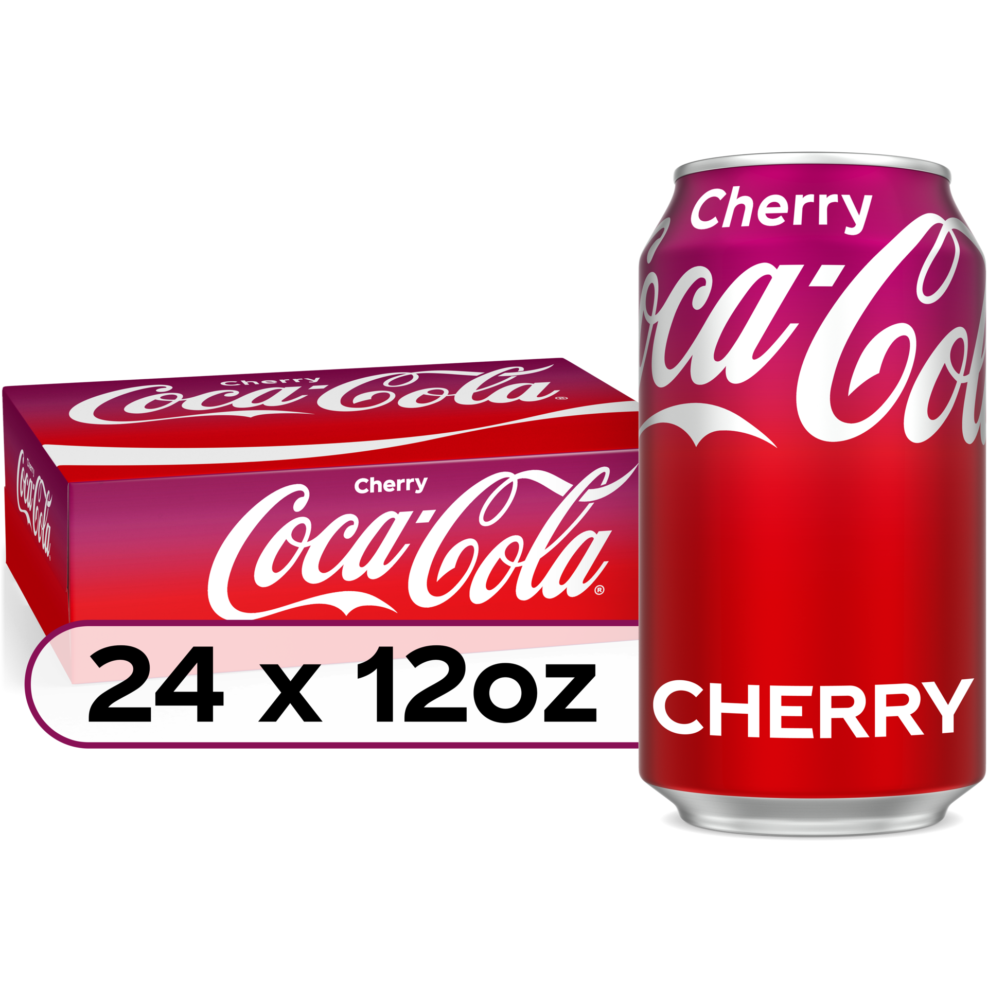 slide 1 of 2, Coca-Cola Cherry Soda Soft Drink, 12 fl oz, 24 Pack, 24 ct; 12 fl oz