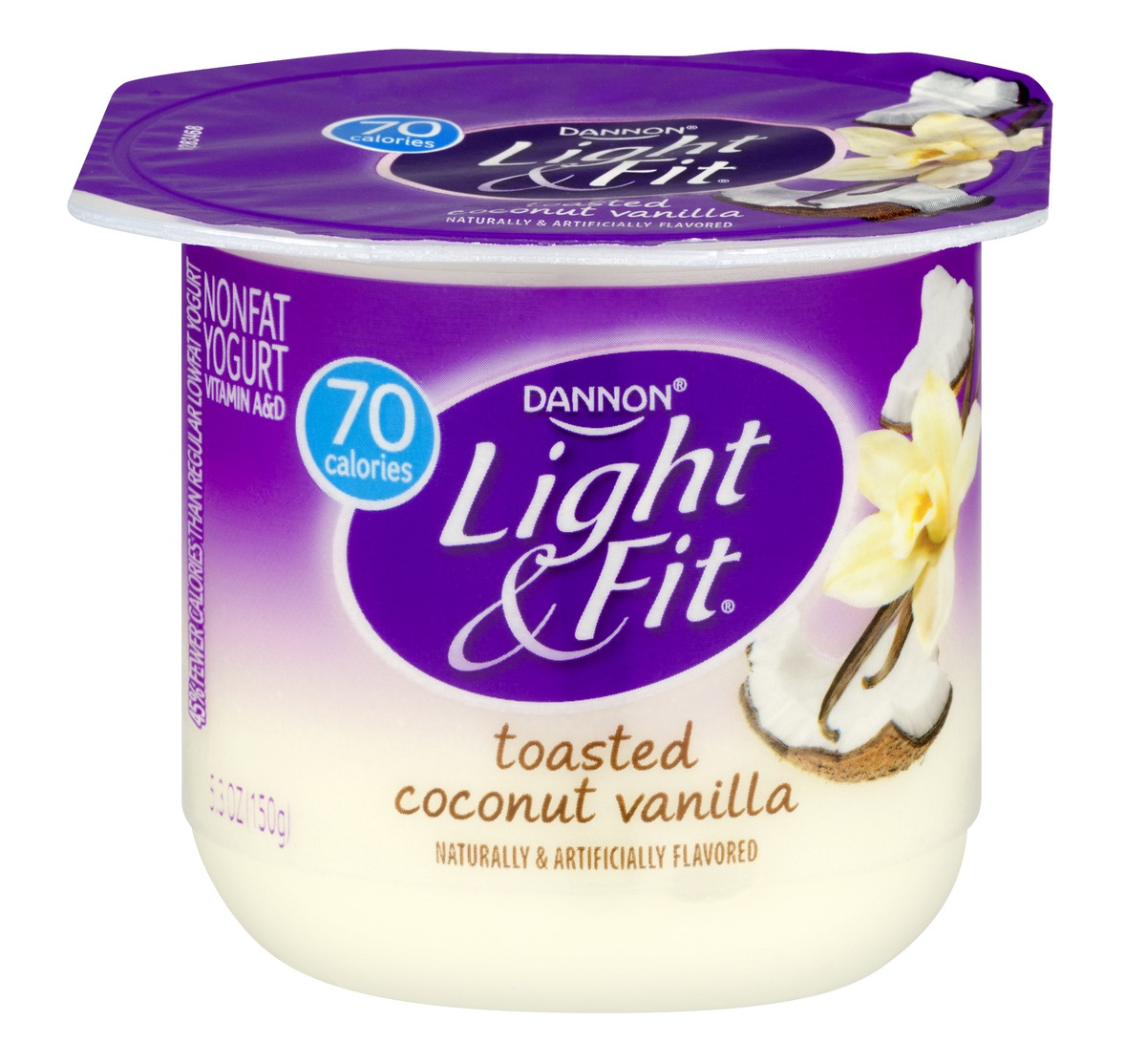 slide 1 of 1, Dannon Light & Fit Nonfat Yogurt Toasted Coconut Vanilla, 5.3 oz