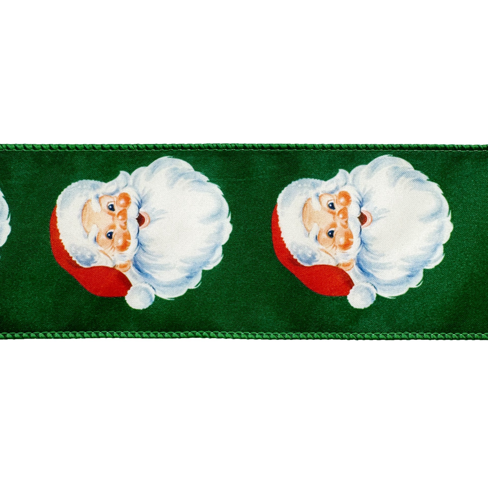 slide 2 of 3, 2.5" X 20ft. Green Santa Wired Ribbon By Celebrate It, 2.5 in x 20 ft
