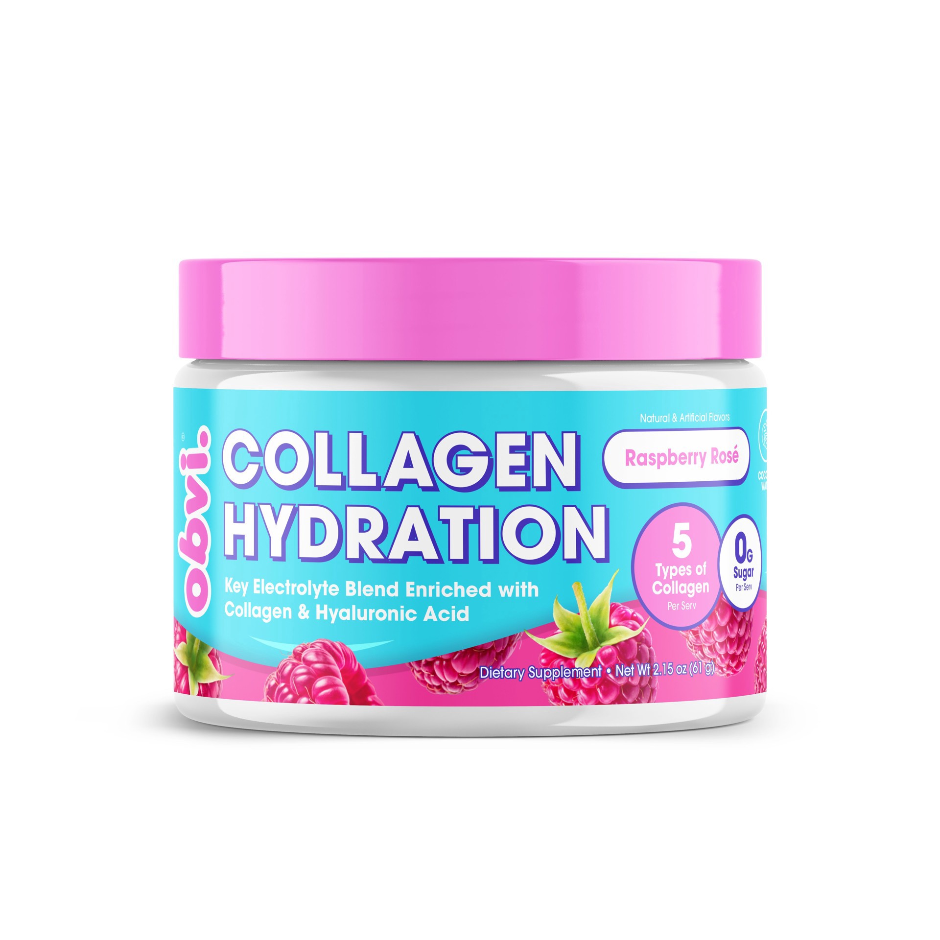 slide 1 of 1, Obvi Collagen Hydration Raspberry Rose, 2.15 oz