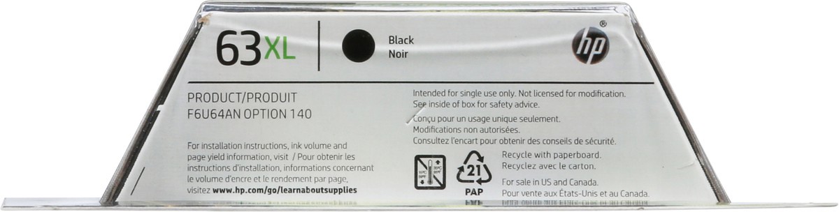 slide 8 of 12, HP 63 XL Black Original Ink Cartridge 1 ea, 1 ea