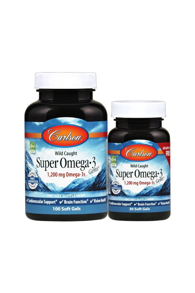 slide 2 of 3, Carlson Super Omega-3 Fish Oil Soft Gels Bonus Pack, 130 ct; 600 mg