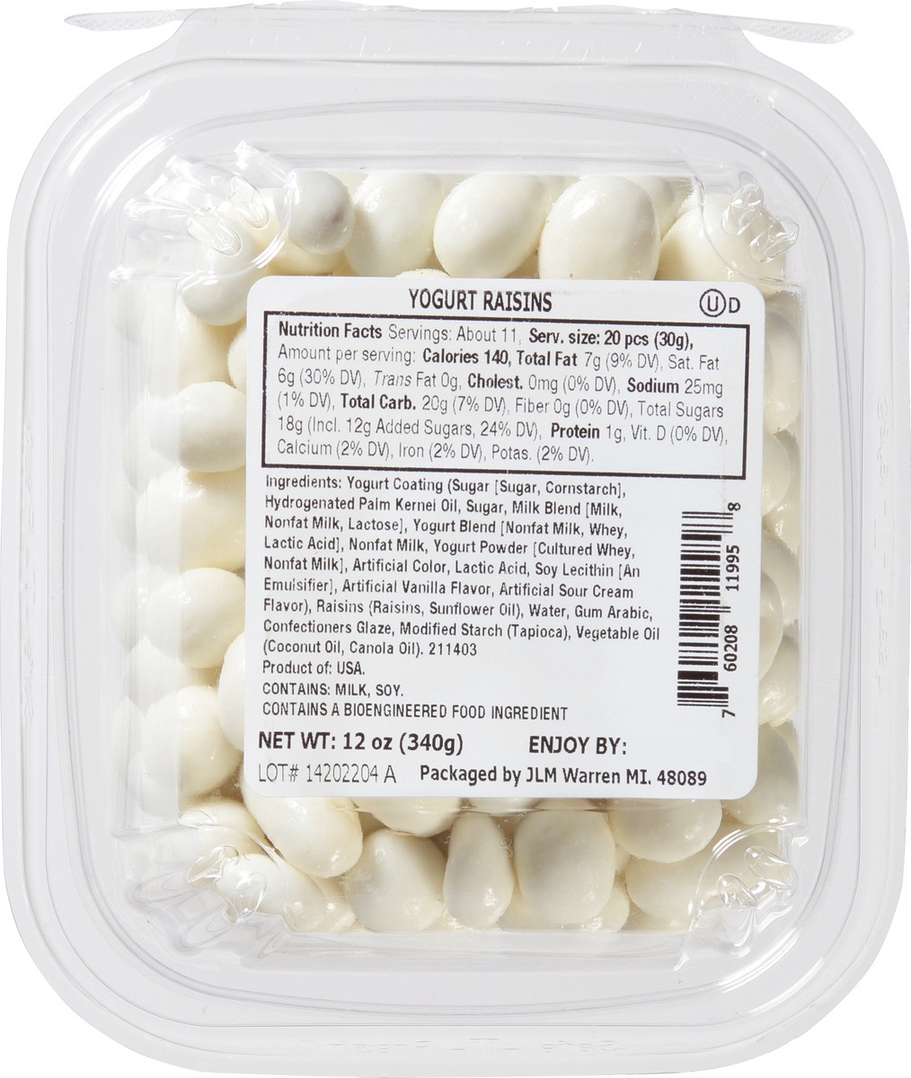 slide 8 of 13, JLM Manufacturing Yogurt Raisins 12 oz, 12 oz