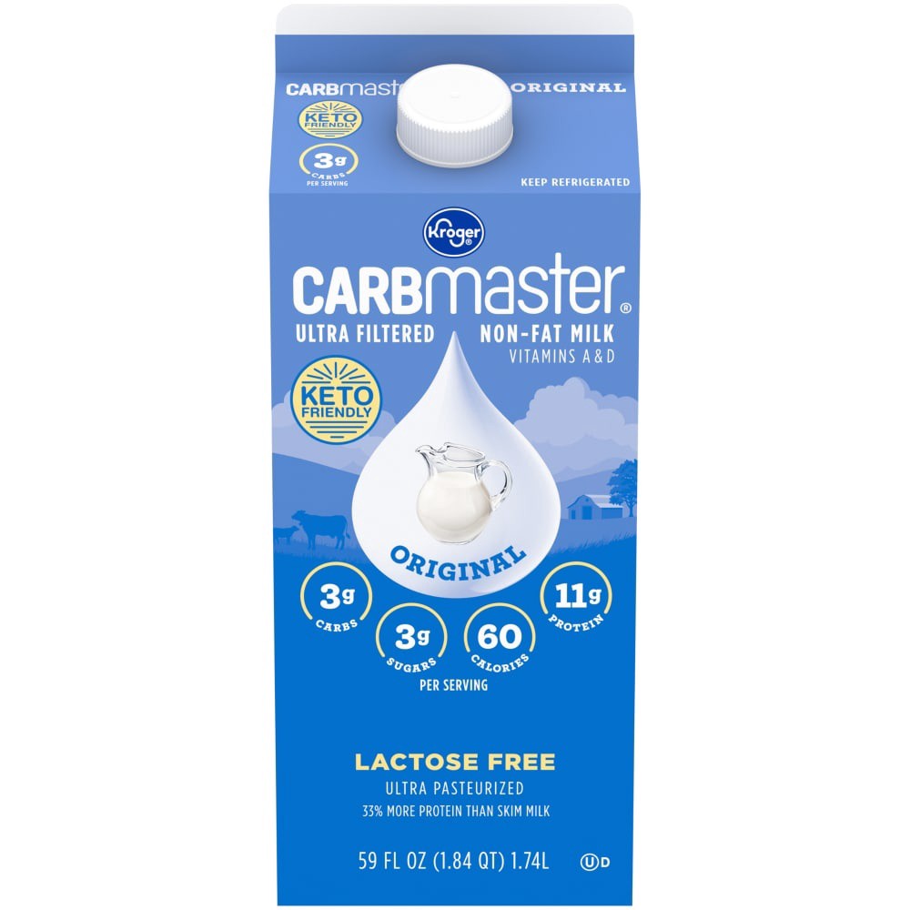 slide 1 of 2, Kroger Carbmaster Ultra Filtered Non-Fat Original Milk, 59 fl oz