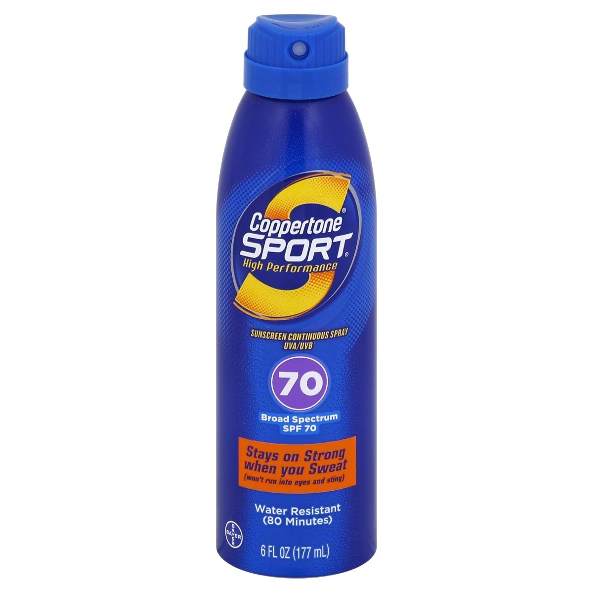 slide 1 of 1, Coppertone Sport Broad Spectrum SPF 70 Sunscreen Spray, 6 fl oz