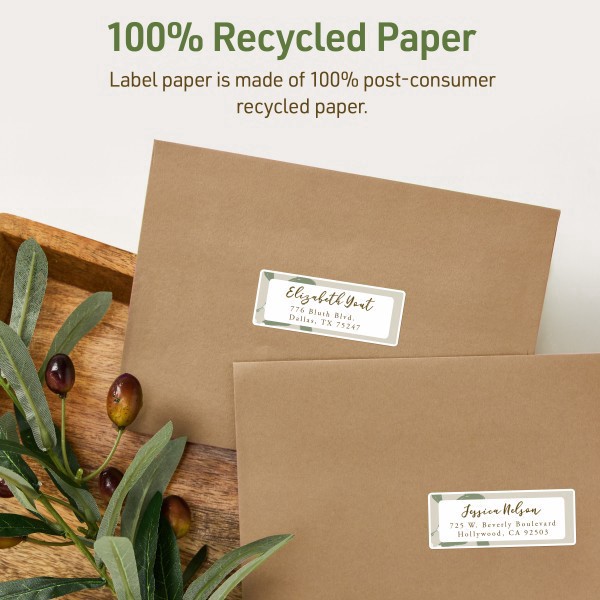 slide 7 of 9, Avery Ecofriendly Recycled Labels, Rectangle, 2/3"" X 1-3/4"", Matte White, Pack Of 600, 600 ct