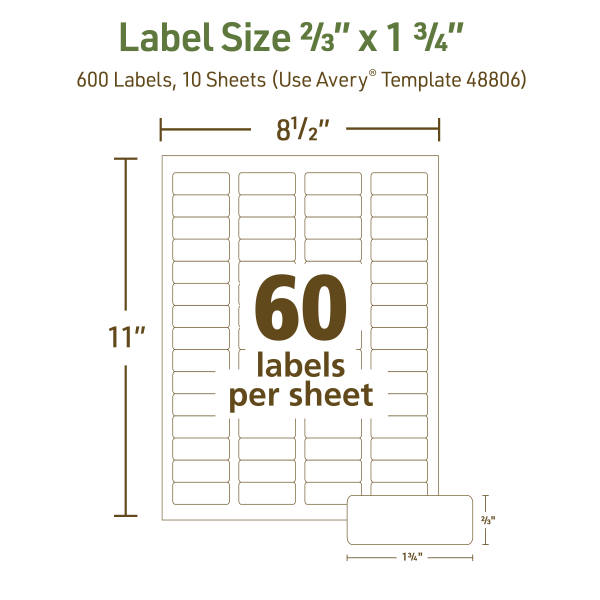 slide 4 of 9, Avery Ecofriendly Recycled Labels, Rectangle, 2/3"" X 1-3/4"", Matte White, Pack Of 600, 600 ct