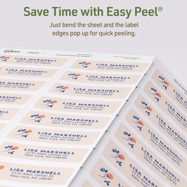 slide 9 of 9, Avery Ecofriendly Recycled Labels, Rectangle, 2/3"" X 1-3/4"", Matte White, Pack Of 600, 600 ct