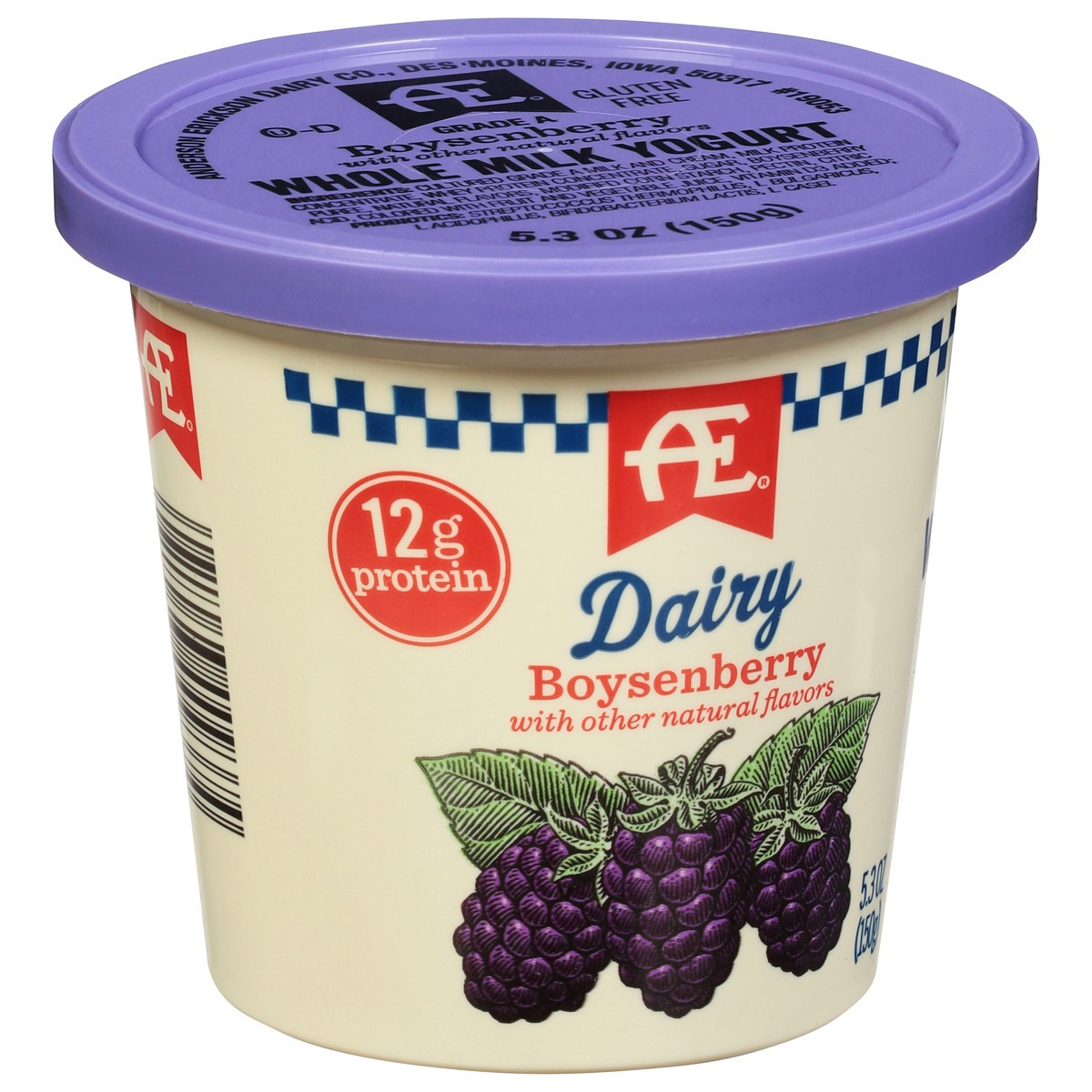 slide 4 of 9, AE Dairy Whole Milk Boysenberry Yogurt 5.3 oz, 5.3 oz