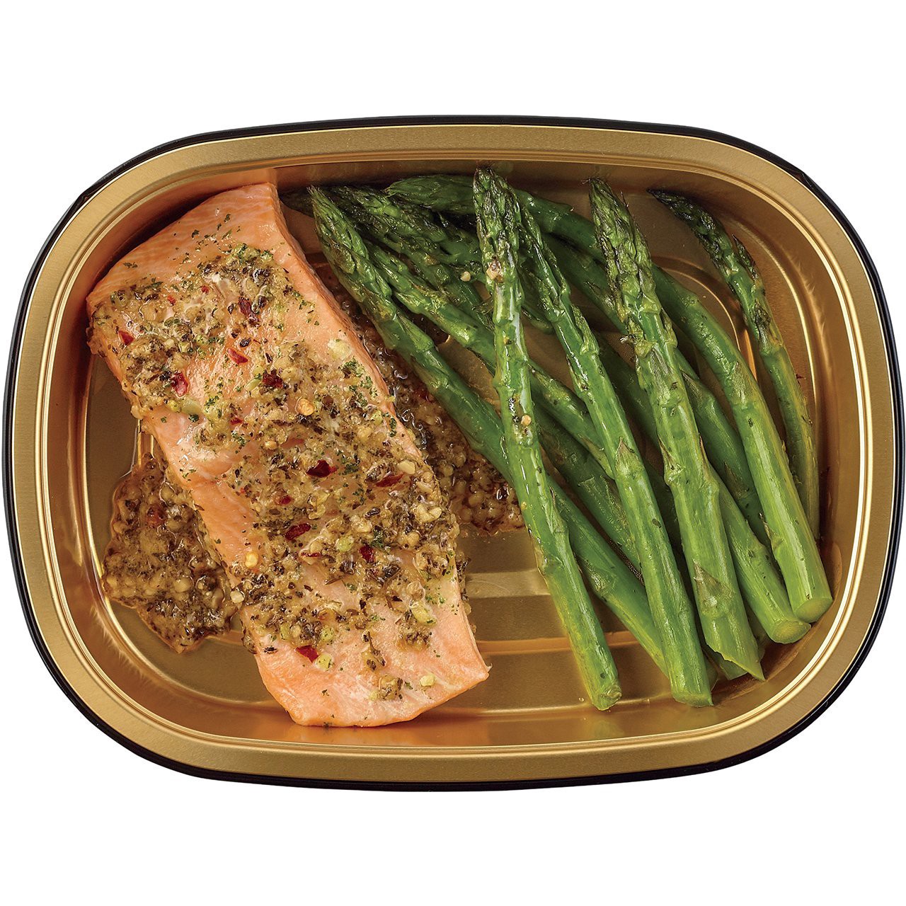 slide 1 of 1, Meal Simple by H-E-B Low Carb Lifestyle Garlic Pesto Atlantic Salmon & Asparagus, 8 oz