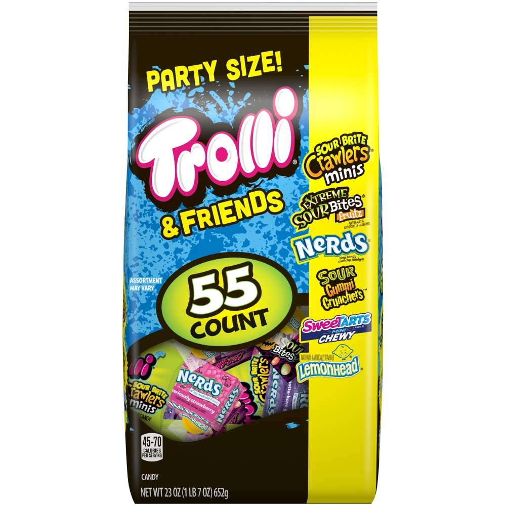 slide 1 of 1, Trolli & Friends Party Size Assorted Candy 55 Count, 23 oz