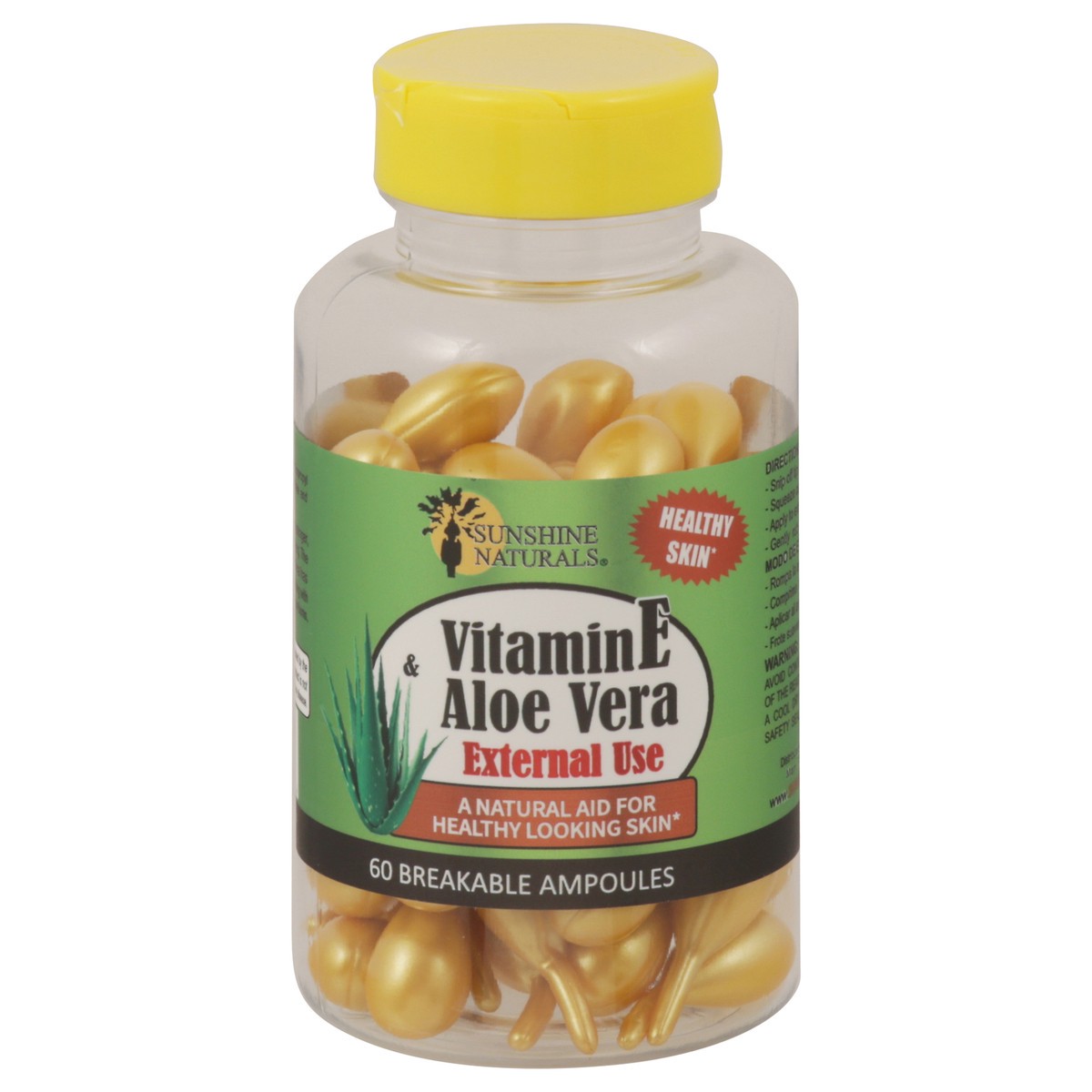 slide 10 of 12, Sunshine Naturals Healthy Skin Vitamin E Aloe Vera 60 Breakable Ampoules, 60 ct